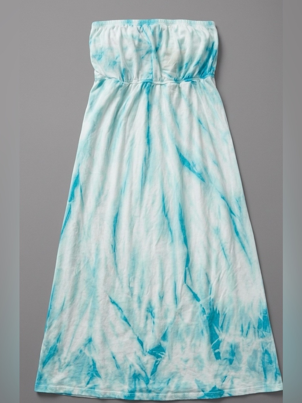 Hard Tail Forever Aqua and White Tie-Dye tube top maxi dress